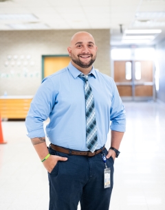 Principal in hallway